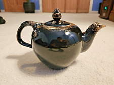 Rare Vintage 1940 Black HALL Teapot with Gold Trim and Faux Diamond Settings picture