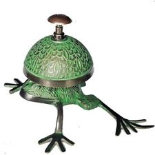 Antique Brass Desk Bell, Counter Bell, Brass Frog Bell, Office Calling Bell Gift picture