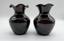 Amethyst Bud Vases Purple Glass Ruffled Edge picture