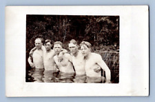 RPPC 1910. 5 OF A KIND. GAY INTEREST, BATHING SCENE. POSTCARD SZ23 picture