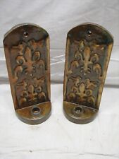 Pr Redware Folk Art Majolica Wall Sconce Candle Holders Candlestick Red Ware picture
