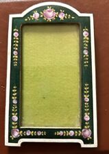 Antique Stunning Green Pink Roses 5” Tall Frame Guilloche Enamel Czechoslovakia picture