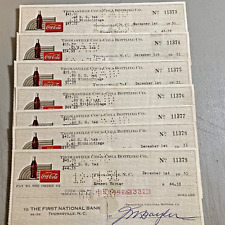 1951 Coca-Cola Bottling CO Coke Canceled Checks Thomasville, N.C. National Bank picture