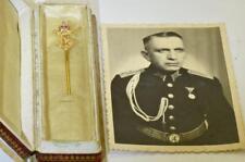 WWII Bulgarian Kingdom Officer's Award Lapel Pin 14k Gold Rubies-Box-Owner CDV picture