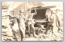 c1910 RPPC  Men Making Loading Firewood Real Photo P402 picture