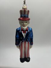 Kurt Adler Polonaise Uncle Sam Ornament, Hand-painted blown glass Patriotic picture