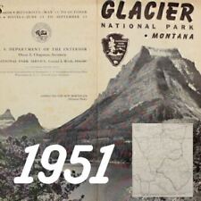 GLACIER National Park Vintage Map Folding 1951 Waterton PEACE PARK Montana Trail picture