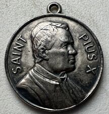 Vintage Sterling Silver Saint Pius X Pope of the Eucharist Medal picture