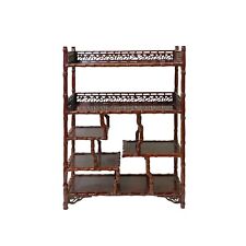 Chinese Brown Mahogany Rectangular Small Curio Display Stand ws3296 picture