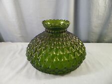 Vintage Large Green Glass Aladdin Rayo Diamond Quilt Lamp Shade 10