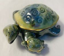 2001 Blue Sky Clayworks By Heather Goldminc Trinket Box / T-Lite Turtle picture