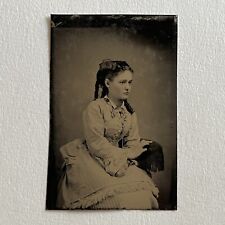 Antique Tintype Photograph Beautiful Graceful Fashionable Young Woman picture