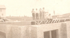RPPC Workers Builders During Construction On Brick Building ANTIQUE Postcard picture