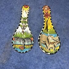2 Ceramic Art Spoon Rests From Zimbabwe 1999 picture