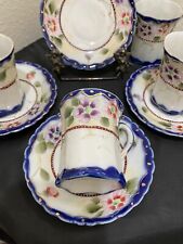 Japanese Porcelain Moriage Cups Saucer Set of 4 Antique Hot Chocolate Coffee picture
