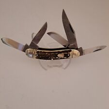 Bulldog Brand Pocket Knife 5-Blade Sowbelly Stag Handles picture