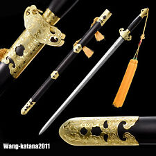 40'' Gold Dragon Emperor Sword Chinese Damascus Folded Steel Ebony Qing Jian New picture