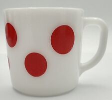Vintage Federal Glass Milk Glass Red Polka Dots Coffee Mug Atomic picture
