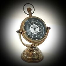 Antique Brown Finish Brass Made Desk Clock Table Decorative gift picture