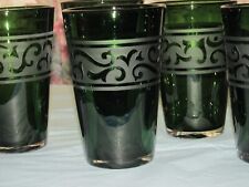 6) Artland Glass Renaissance Sage GREEN HIGHBALL Tumbler Glasses Very RARE VGC picture