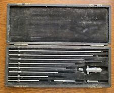 Vintage L. S. Starrett Inside Micrometer Set w/10 Rods & Box Machinist Tool USA picture