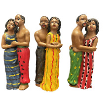 Figurines 3 African American Resin Couple Sculpture Vintage Estate 4.5 in Tall picture