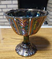 Vintage Fenton Amethyst Carnival Glass Pedestal Footed Candy Dish / Bowl - 6