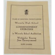 1927 Antique Waverly High School Commencement Exercises Graduation Program NY picture