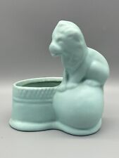 VINTAGE HAEGER POTTERY CIRCUS LION ON BALL CERAMIC PLANTER Blue Green picture