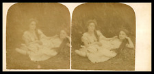 Two Young Women Semi-Naked in a Field, ca.1870, Stereo Vintage Stereo Print picture