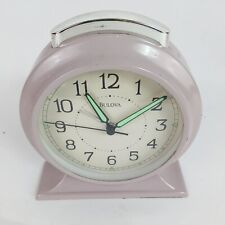 bulova alarm clock vintage. Clock works / Alarm is unreliable. Uses 1 C battery picture