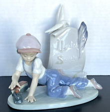 Lladro 7619 ALL ABOARD 1992 Society Boy Playing with Train Figuine Retired Mint picture