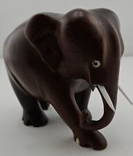 Wood Sculpture-Vintage Black Ebony Hand Carved African Elephant Figurine picture