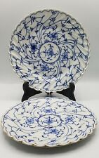 Antique Blue Onion ROYAL TETTAU Porcelain Plates Pair 8.5 & 9.25