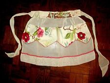 Vintage Floral Half Apron with Pockets Ric Rac Midcentury Style Superb Minty picture