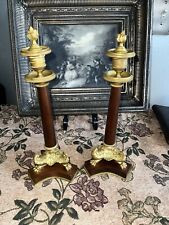 PAIR VINTAGE REGENCY BAROQUE MAITLAND SMITH BRASS/CHROME CANDLE HOLDERS picture