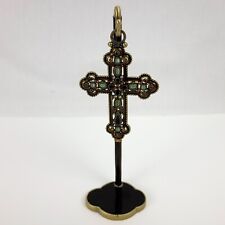 Olivia Riegal Swarovski Crystals Topaz Enamel Hanging Cross With Stand 8.25