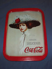 VINTAGE  1971 COKE DRINK DELICIOUS COCA COLA HAMILTON KING 1909 GIRL METAL TRAY picture