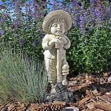 Young Gardener Boy Garden Sculpture Lad Patio Statue - Medium picture