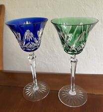 Cobalt Blue & Green White Wine Glasses (small Chip) picture