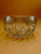 Large Vintage Clear Heavy Lead Crystal Bowl Vertical Swirl Cut Pattern 7” picture
