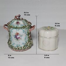 Antique Nippon Colorful Sugar Jar Japanese enamel porcelain Moriage (RARE ) picture