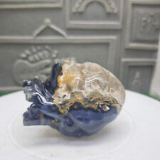 420g  Natural Volcanic Agate Quartz Hand Carved Heart Skull Crystal Reiki Decor picture