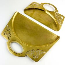 Art Nouveau Farberware Crumb Trays, PAIR - Hammered SOLID Brass, Vintage, Signed picture