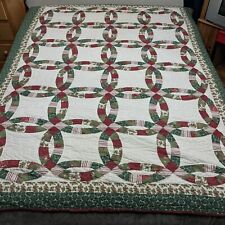 Handmade Machine Quilt Queen Size Throw Blanket Interlocking Rings Batted 82x65