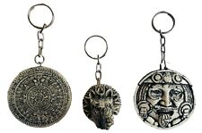 Set 3 Mexican Resin Keychains Aztecs Mayan Culture Calendar/Quetzalcoatl/God Sun picture