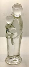 Vintage Clear Murano Glass 11” Sculpture Statue Mother Father Baby MCM MODERN picture
