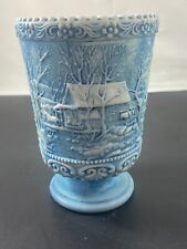 Vintage Fenton Milk Glass Footed Vase Old Homestead Scene Hand Painted Watson picture