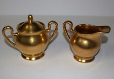 Pickard Rose and Daisy All Over Encrusted Gold Creamer, Sugar Bowl and Lid #532 picture