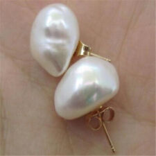 11-12MM white Baroque freshwater pearl flawless pearl earrings Women Fashion picture